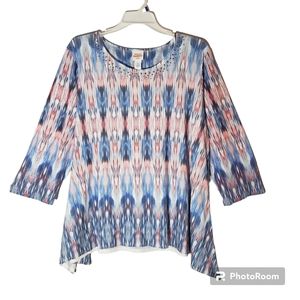 Ruby Rd women's plus size 2X splattered painted print pullover blouse. 951